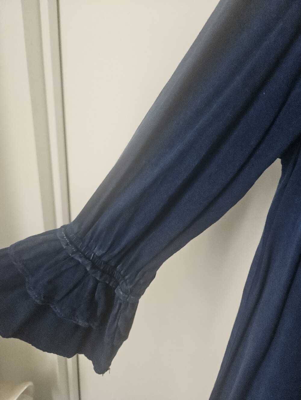 Style Envy Navy Blue Off-Shoulder Ruffle Tunic - Picture 4 of 6